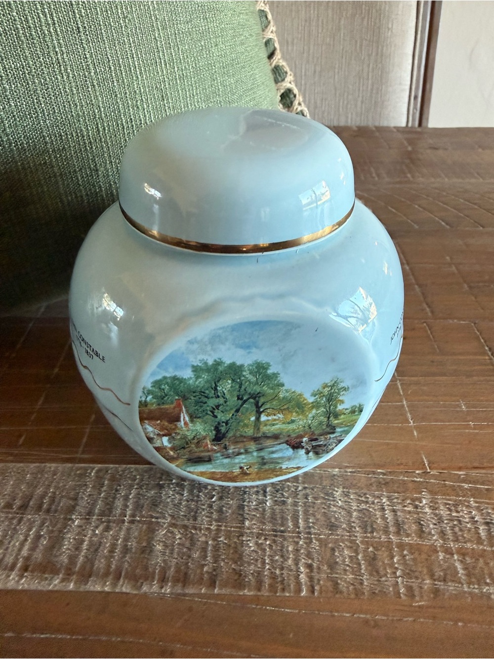 Vintage Twinings Tea Caddy John Constable Ceramic Ginger Jar England